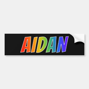 Voornaam "AIDAN": Fun Rainbow-kleuren Bumpersticker