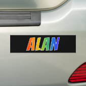 Voornaam "ALAN": Fun Rainbow-kleuren Bumpersticker (Op auto)