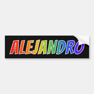 Voornaam "ALEJANDRO": Fun Rainbow-kleuren Bumpersticker
