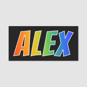 Voornaam "ALEX": Fun Rainbow-kleuren Naamplaatje