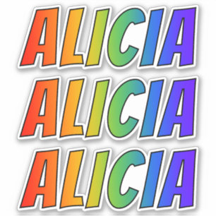 Voornaam "ALICIA" w / Fun Rainbow Coloring Sticker