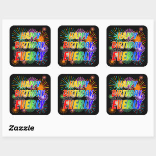 Voornaam "ALLEMAAL", afgekort "HAPPY BIRTHDAY" Vierkante Sticker