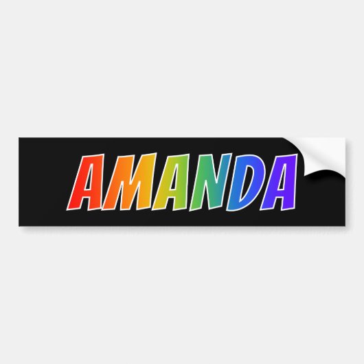 Voornaam "AMANDA": Fun Rainbow-kleuren Bumpersticker (Voorkant)