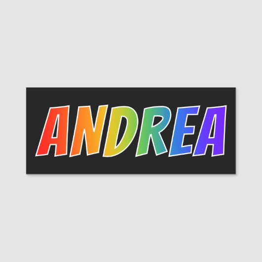 Voornaam "ANDREA": Fun Rainbow-kleuren Naamplaatje (Voorkant)