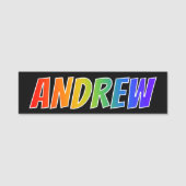 Voornaam "ANDREW": Fun Rainbow-kleuren Naamplaatje (Voorkant)