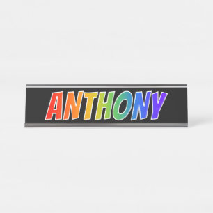 Voornaam "ANTHONY": Fun Rainbow-kleuren Bureau Naambordje