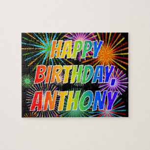 Voornaam "ANTHONY", geun "HAPPY BIRTHDAY" Legpuzzel