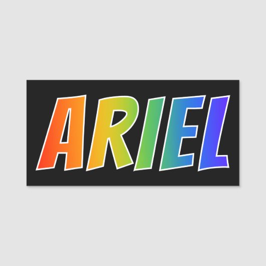 Voornaam "ARIEL": Fun Rainbow-kleuren Naamplaatje (Voorkant)
