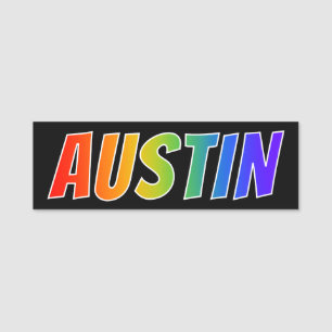 Voornaam "AUSTIN": Fun Rainbow-kleuren Naamplaatje