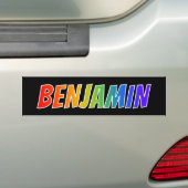 Voornaam "BENJAMIN": Fun Rainbow-kleuren Bumpersticker (Op auto)