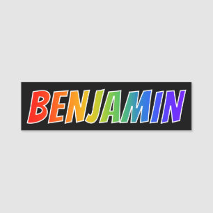 Voornaam "BENJAMIN": Fun Rainbow-kleuren Naamplaatje