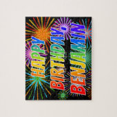 Voornaam "BENJAMIN", geun "HAPPY BIRTHDAY" Legpuzzel (Verticaal)
