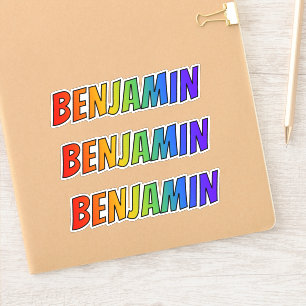 Voornaam "BENJAMIN" w / Fun Rainbow Coloring Sticker