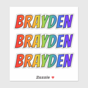 Voornaam "BRAYDEN" w / Fun Rainbow Coloring Sticker