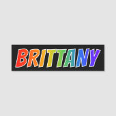Voornaam "BRITTANY": Fun Rainbow-kleuren Naamplaatje (Voorkant)