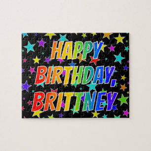 Voornaam "BRITTNEY", geun "HAPPY BIRTHDAY" Legpuzzel
