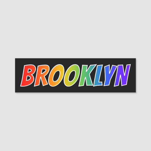 Voornaam "BROOKLYN": Fun Rainbow-kleuren Naamplaatje (Voorkant)