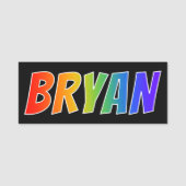 Voornaam "BRYAN": Fun Rainbow-kleuren Naamplaatje (Voorkant)