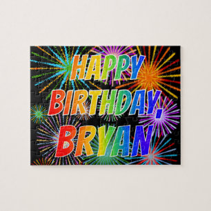 Voornaam "BRYAN", geun "HAPPY BIRTHDAY" Legpuzzel
