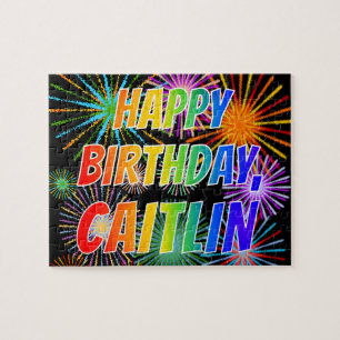 Voornaam "CAITLIN", geun "HAPPY BIRTHDAY" Legpuzzel