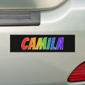 Voornaam "CAMILA": Fun Rainbow-kleuren Bumpersticker (Op auto)