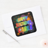 Voornaam "CARLA", gefingeerd "HAPPY BIRTHDAY" Vierkante Sticker (Envelop)