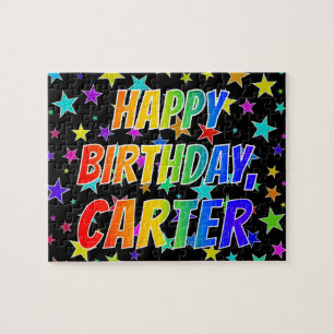 Voornaam "CARTER", geun "HAPPY BIRTHDAY" Legpuzzel