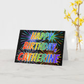 Voornaam "CATHERINE" Fun "HAPPY BIRTHDAY" Kaart (Gele Bloem)