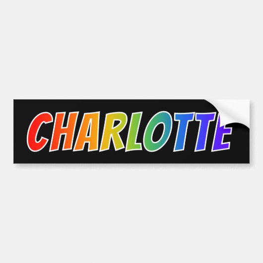Voornaam "CHARLOTTE": vun regenboogkleuren Bumpersticker (Voorkant)