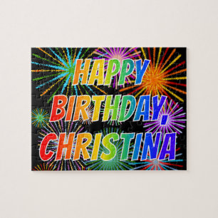 Voornaam "CHRISTINA", geun "HAPPY BIRTHDAY" Legpuzzel