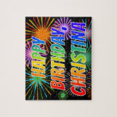 Voornaam "CHRISTINA", geun "HAPPY BIRTHDAY" Legpuzzel (Verticaal)