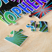 Voornaam "CHRISTOPHER", geun "HAPPY BIRTHDAY" Legpuzzel (Zijkant)