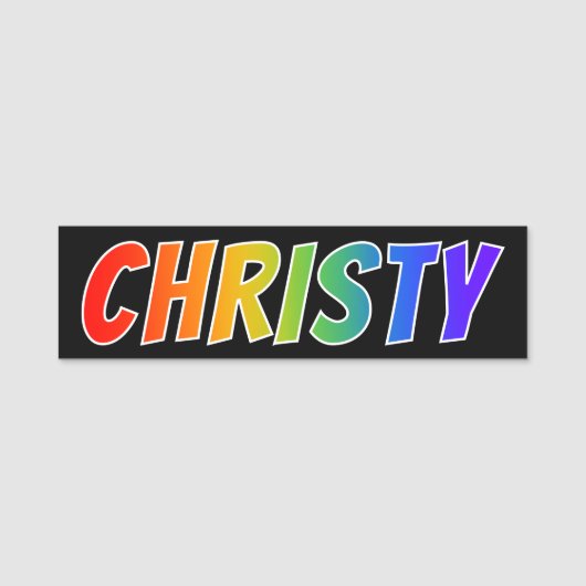 Voornaam "CHRISTY": vun regenboogkleuren Naamplaatje (Voorkant)