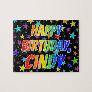 Voornaam "CINDY", geun "HAPPY BIRTHDAY" Legpuzzel