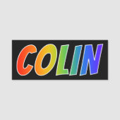 Voornaam "COLIN": Fun Rainbow-kleuren Naamplaatje (Voorkant)