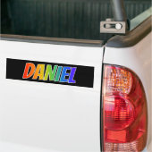 Voornaam "DANIEL": Fun Rainbow-kleuren Bumpersticker (Op Truck)