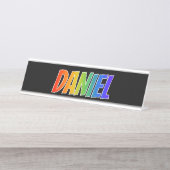 Voornaam "DANIEL": Fun Rainbow-kleuren Bureau Naambordje (Voorkant)