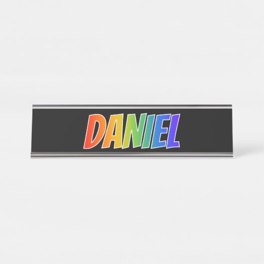 Voornaam "DANIEL": Fun Rainbow-kleuren Bureau Naambordje (Voorkant)