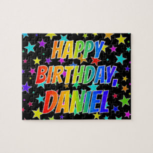 Voornaam "DANIEL", geun "HAPPY BIRTHDAY" Legpuzzel