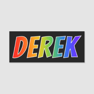 Voornaam "DEREK": Fun Rainbow-kleuren Naamplaatje