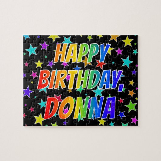 Voornaam DONNA, Fun "HAPPY BIRTHDAY" Legpuzzel (Horizontaal)