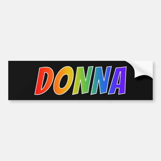 Voornaam "DONNA": Fun Rainbow Coloring Bumpersticker (Voorkant)