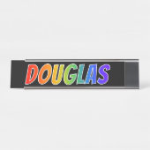Voornaam "DOUGLAS": Fun Rainbow-kleuren Bureau Naambordje (Voorkant)