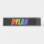 Voornaam "DYLAN": Fun Rainbow-kleuren Bureau Naambordje (Voorkant)