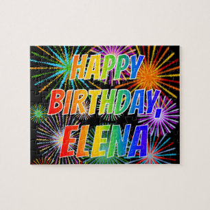 Voornaam "ELENA", geun "HAPPY BIRTHDAY" Legpuzzel
