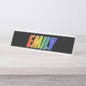Voornaam "EMILY": Fun Rainbow-kleuren Bureau Naambordje (Voorkant)