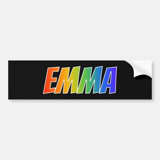 Voornaam "EMMA": Fun Rainbow-kleuren Bumpersticker (Voorkant)
