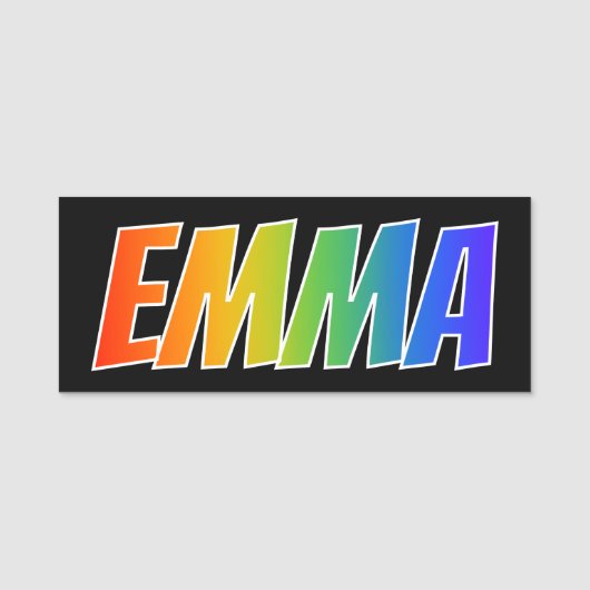 Voornaam "EMMA": Fun Rainbow-kleuren Naamplaatje (Voorkant)