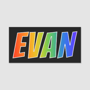 Voornaam "EVAN": Fun Rainbow-kleuren Naamplaatje