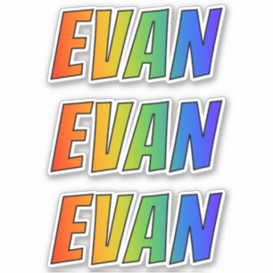 Voornaam "EVAN" met de Kleuring van de Regenboog Sticker